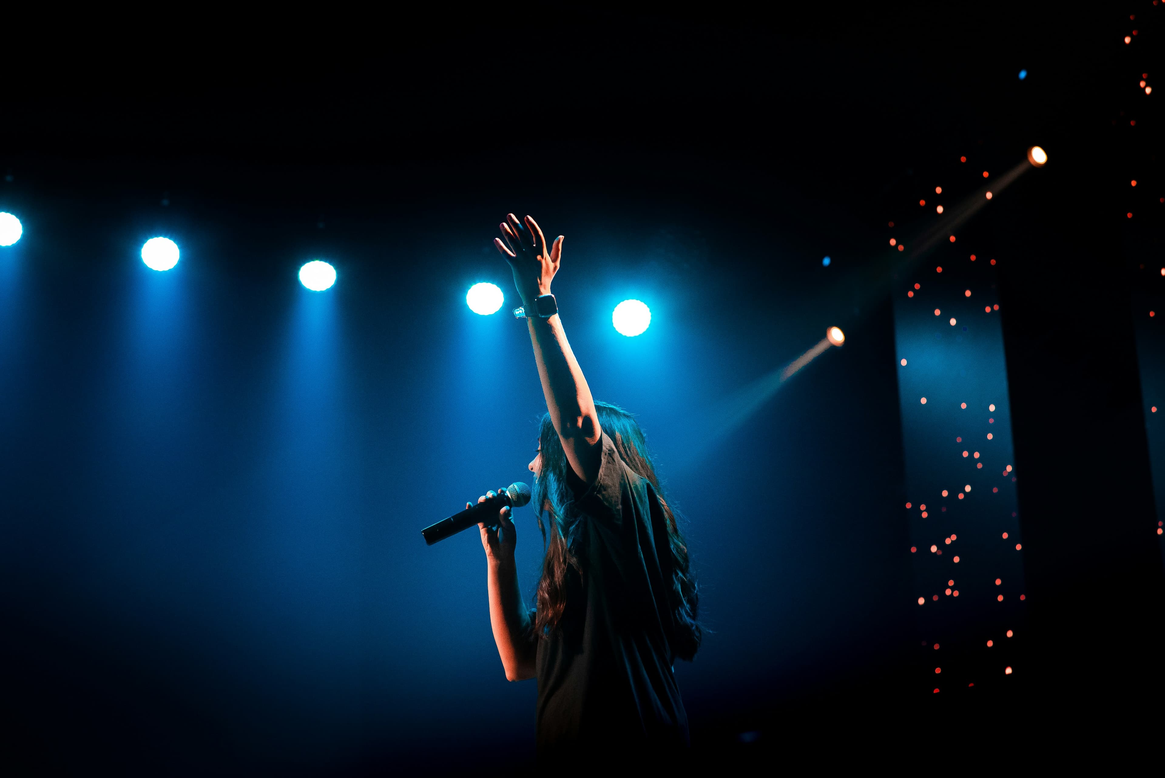 Performer engaging with an audience