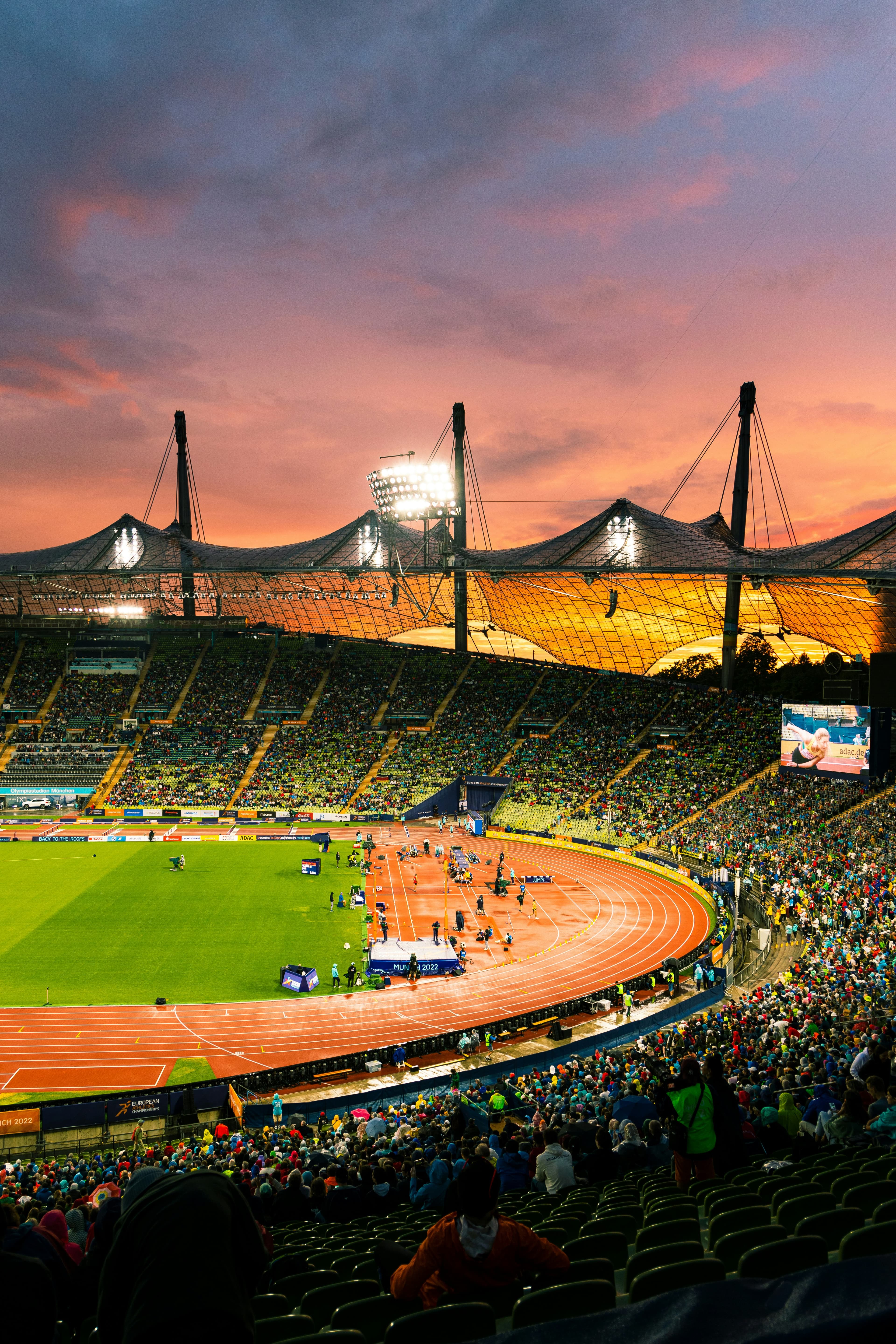 Athlete training on a track